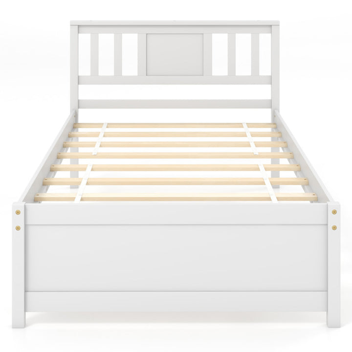 Giantex Solid Wood Platform Bed Frame, Mid Century Full Bed Frame with Headboard