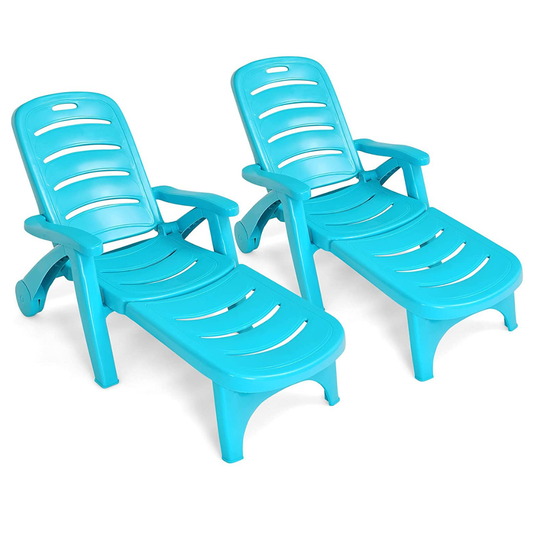 Giantex Patio Chaise Lounge Recliner on Wheels