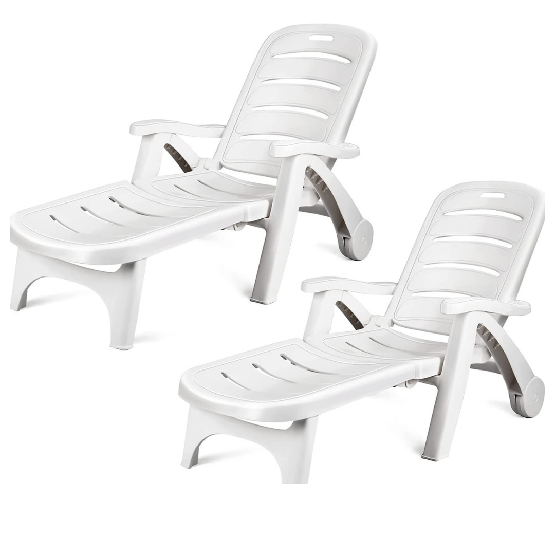 Giantex Patio Chaise Lounge Recliner on Wheels