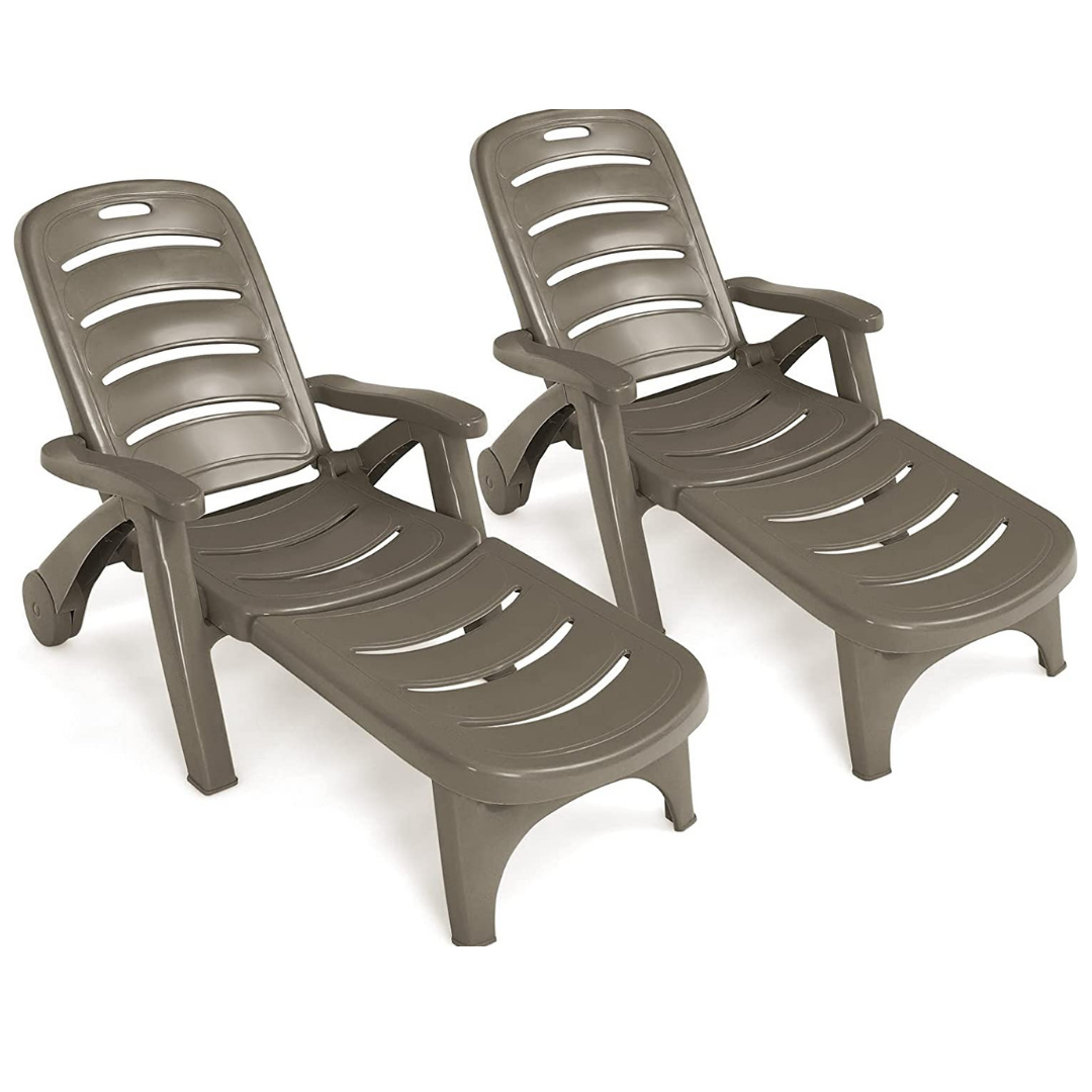 Giantex Patio Chaise Lounge Recliner on Wheels