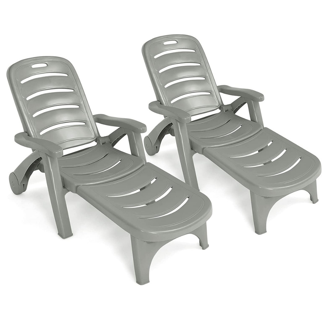 Giantex Patio Chaise Lounge Recliner on Wheels