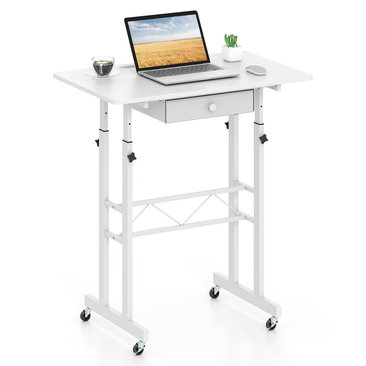 Giantex 31.5 Small Standing Desk with Drawer for Walking Pad Treadmill