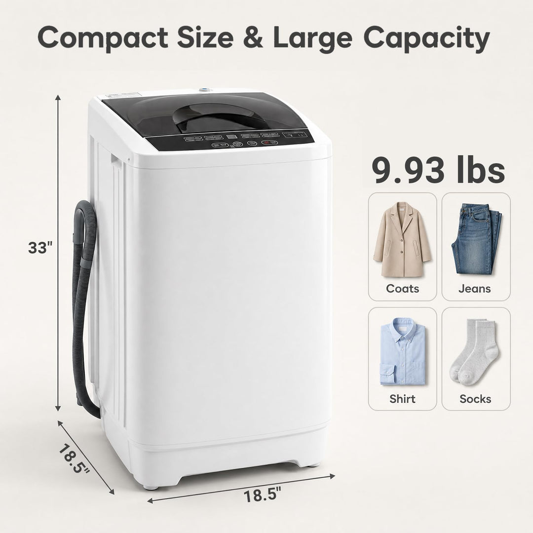 Giantex 9.93LBS Portable Washing Machine | Top Load Full-Automatic with 6 Water Level &amp; 8 Cycle