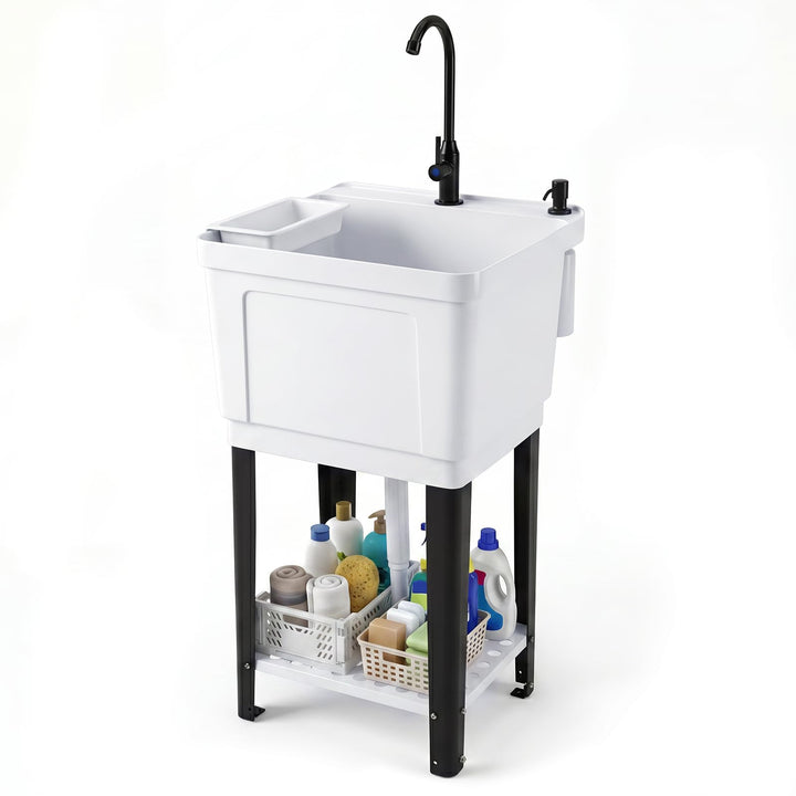 Giantex Freestanding Utility Sink with Faucet &amp; Drain Kit
