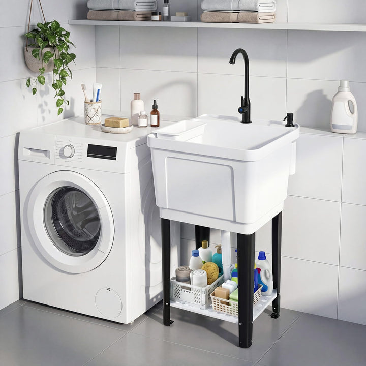 Giantex Freestanding Utility Sink with Faucet &amp; Drain Kit