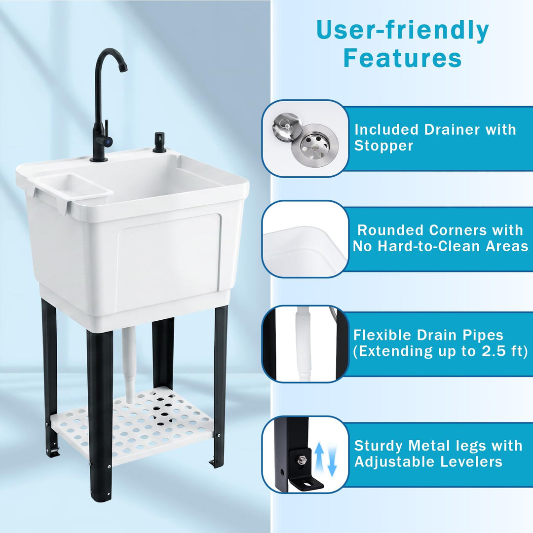 Giantex Freestanding Utility Sink with Faucet &amp; Drain Kit