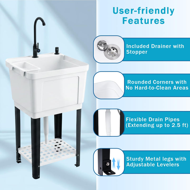 Giantex Freestanding Utility Sink with Faucet &amp; Drain Kit