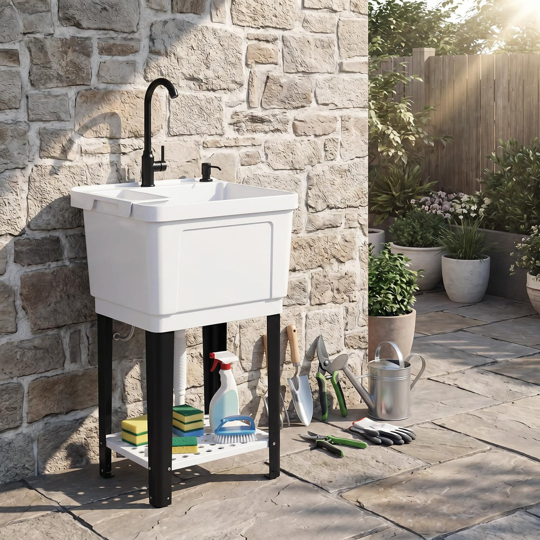 Giantex Freestanding Utility Sink with Faucet &amp; Drain Kit