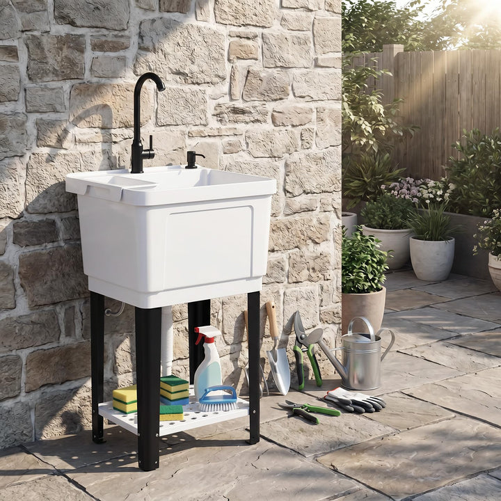 Giantex Freestanding Utility Sink with Faucet &amp; Drain Kit