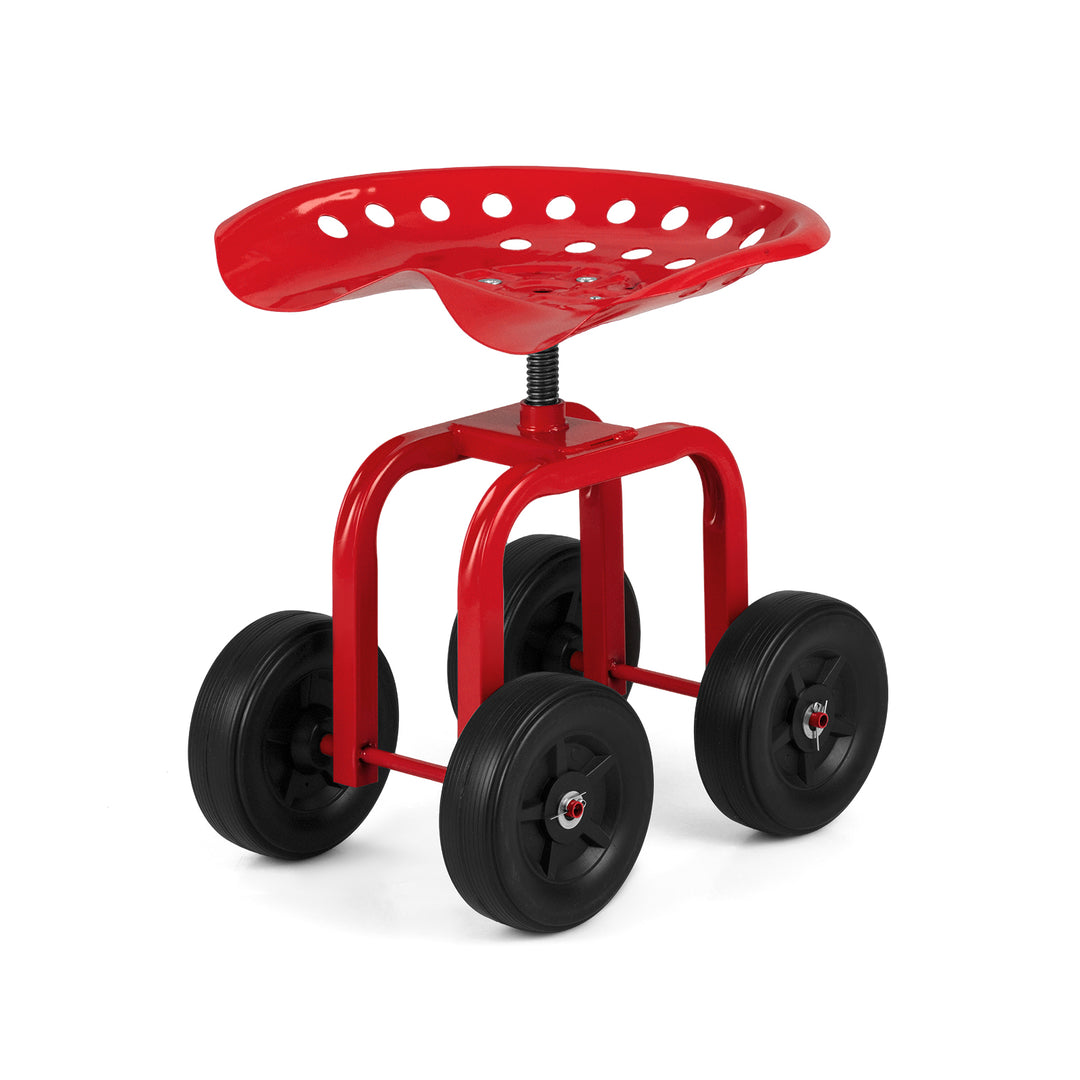 Giantex Garden Cart, Rolling Workseat with 4 Wheels, Garden Stool 360-degree Swivel Work Seat &amp; Adjustable Heigh