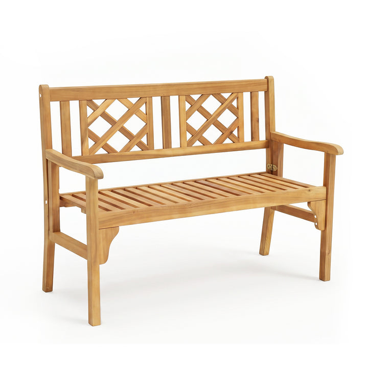Giantex Patio Wooden Bench, 4 Ft Foldable Acacia Garden Bench (Teak)