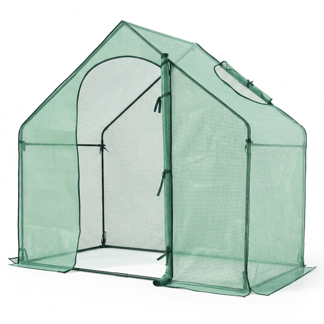 Giantex 6x3x5.5 FT Mini Walk-in Greenhouse, with Roll-up Zippered Door &amp; Window, Overlong PE Cover