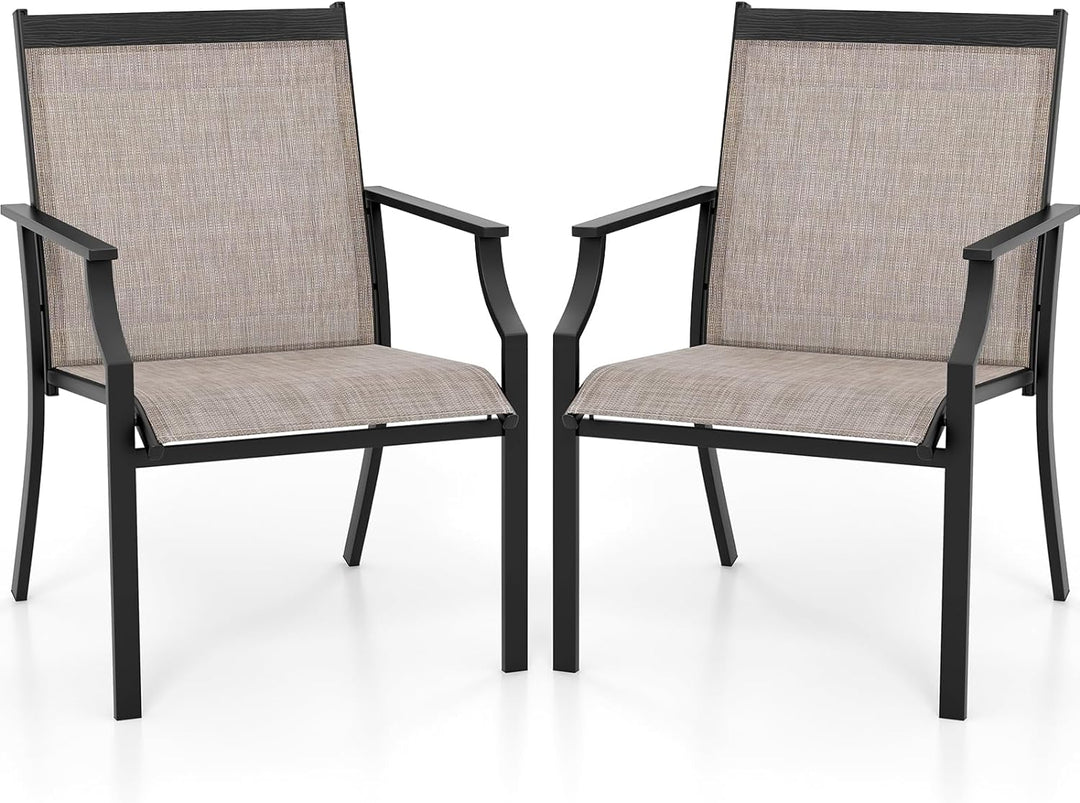 Giantex Patio Chairs Set of 2, All Weather Resistant Outdoor Chairs for Front Porch Lawn Garden Yard