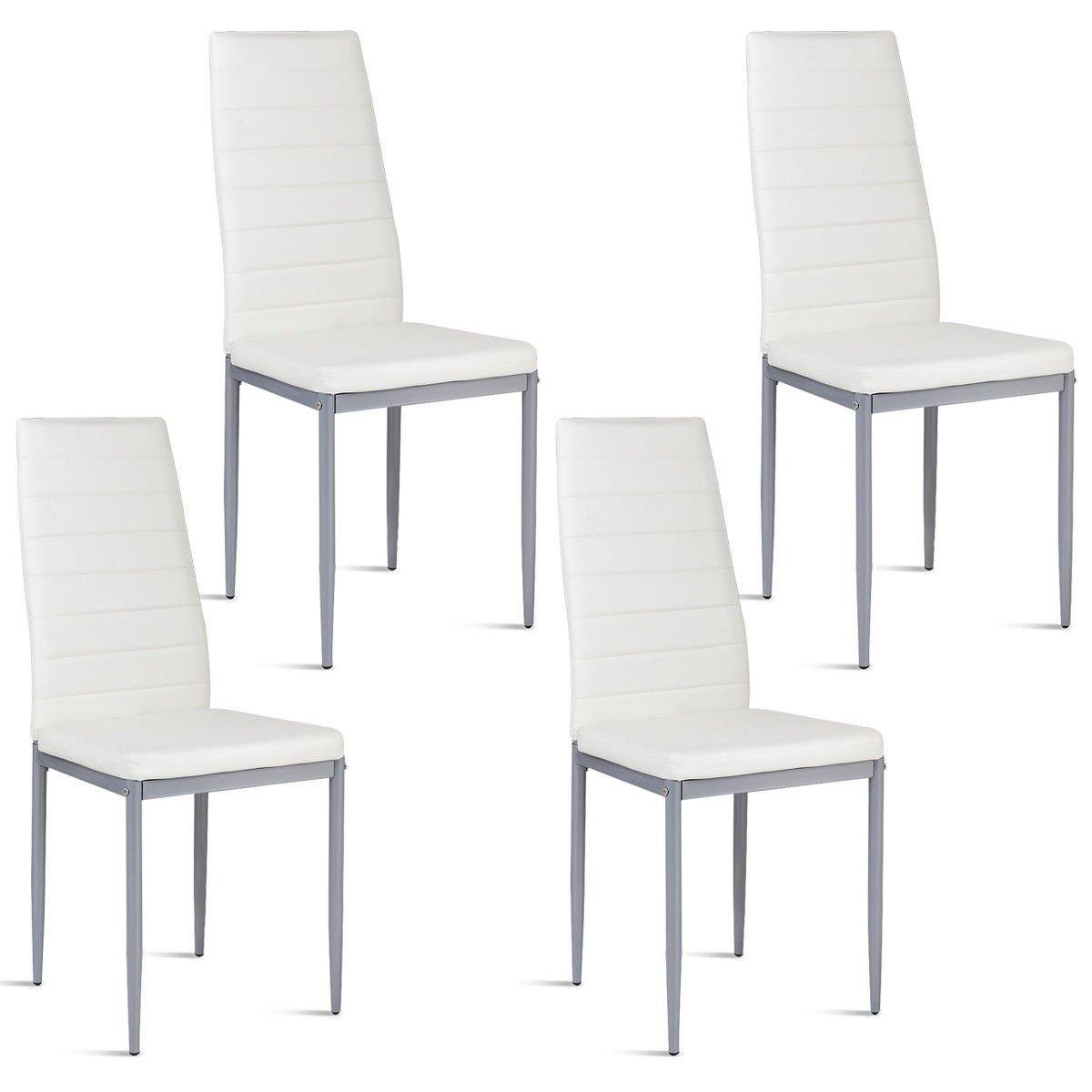 Giantex Set of 4 PU Leather Dining Side Chairs with Padded Seat Foot Cap