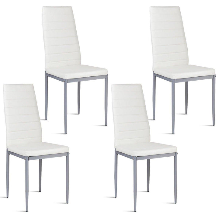 Giantex Set of 4 PU Leather Dining Side Chairs with Padded Seat Foot Cap