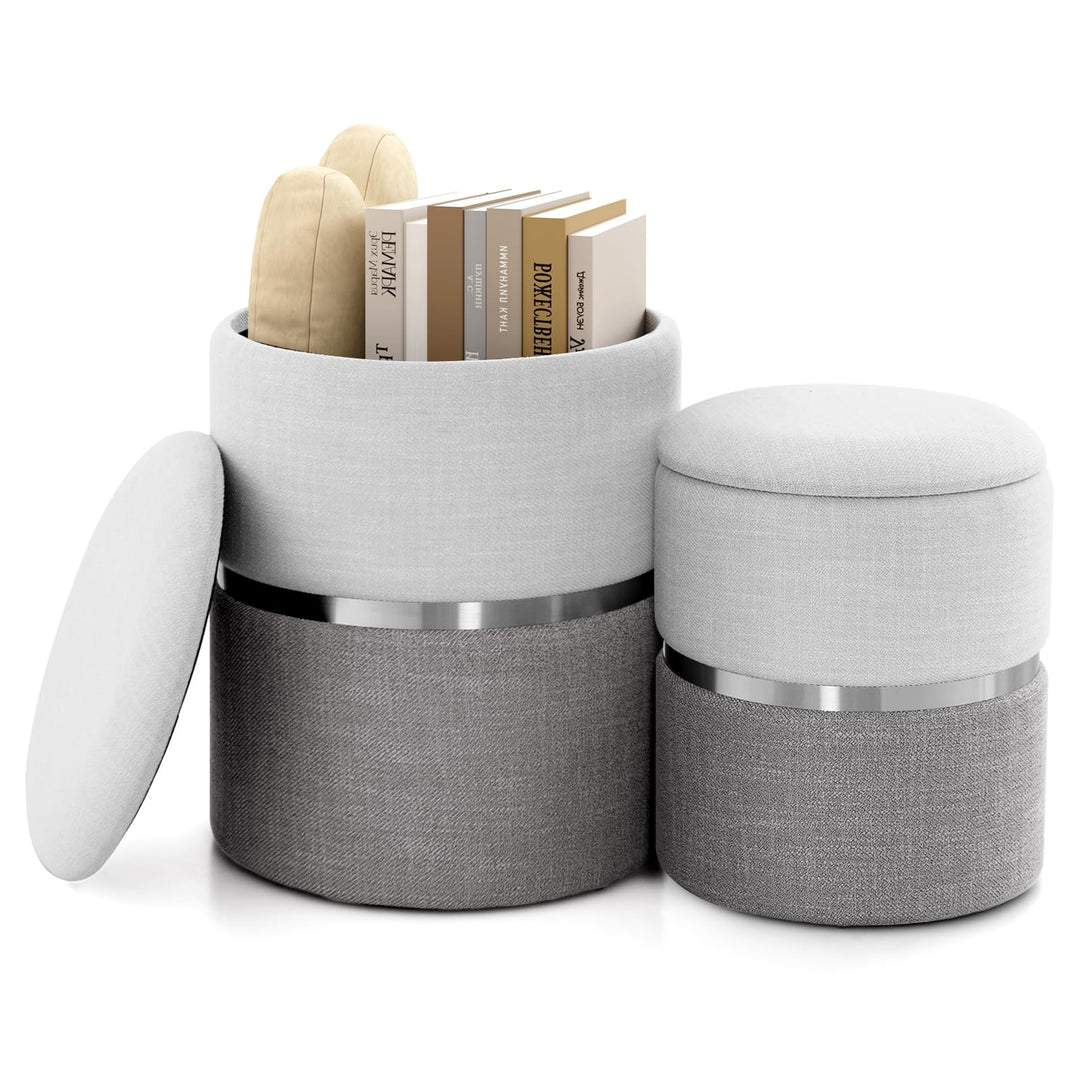 Giantex Ottoman with Storage - Set of 2 Storage Ottomans