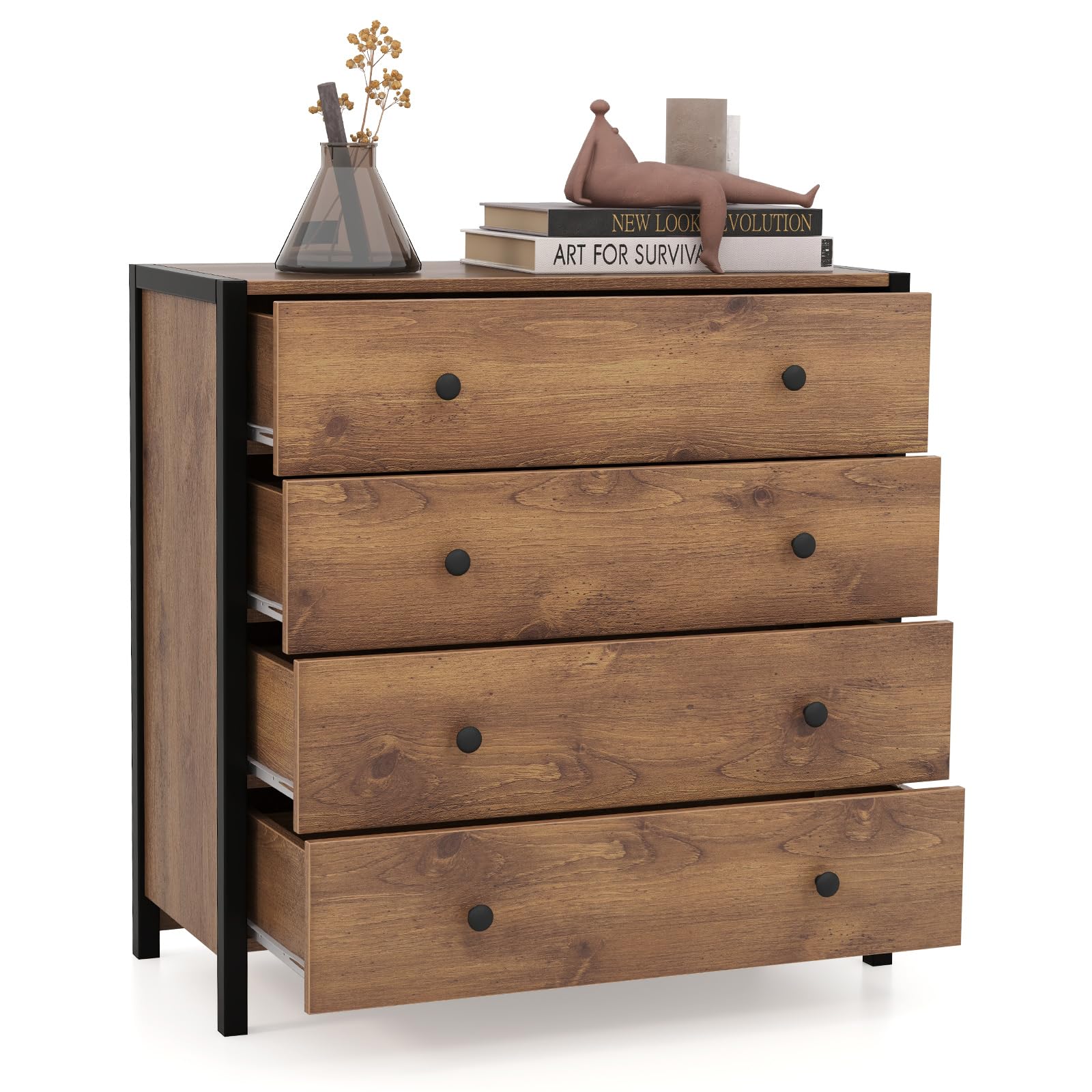 Giantex Dresser for Bedroom with 4 Storage Drawers - Modern Chest of Drawers