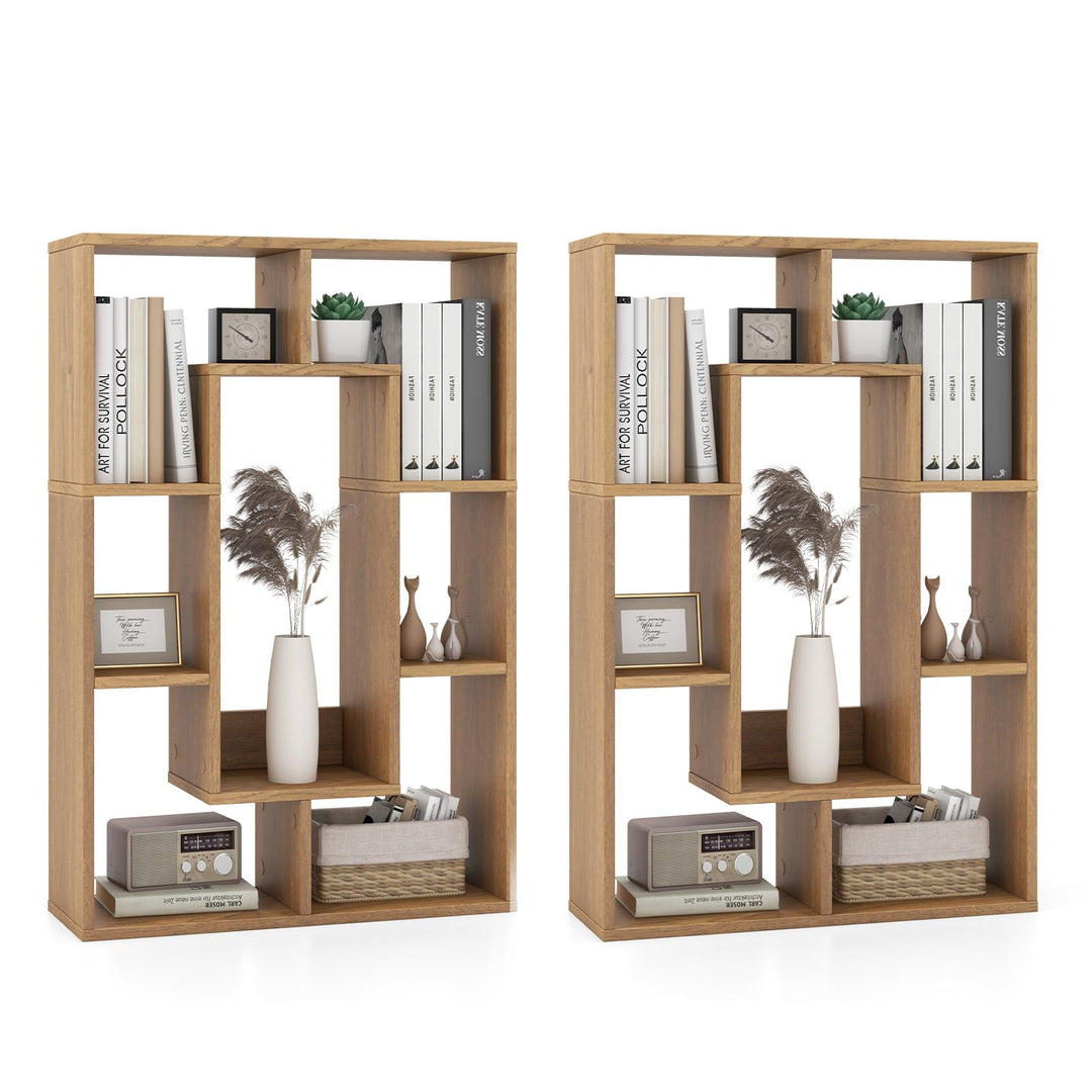 Giantex 7-Cube Bookcase White, Modern Freestanding Wooden Rectangular Bookshelf with Anti-Tipping Kits