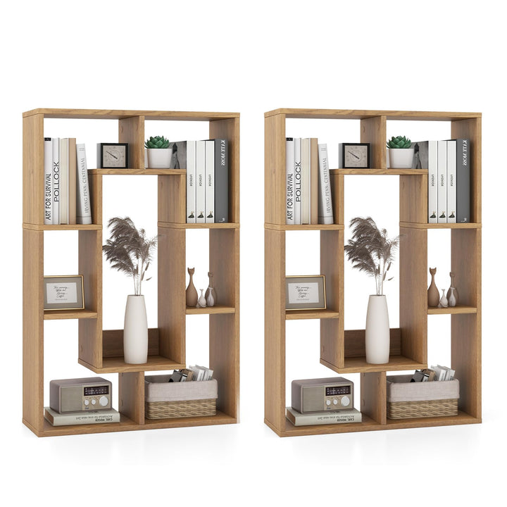 Giantex 7-Cube Bookcase White, Modern Freestanding Wooden Rectangular Bookshelf with Anti-Tipping Kits