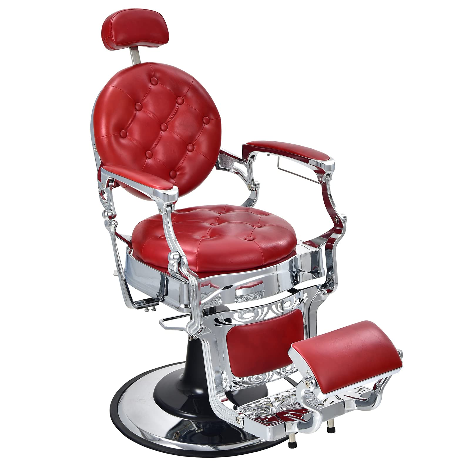 Giantex Vintage Barber Chair, 360-degree Swivel Reclining Salon Chair for Hair Stylist