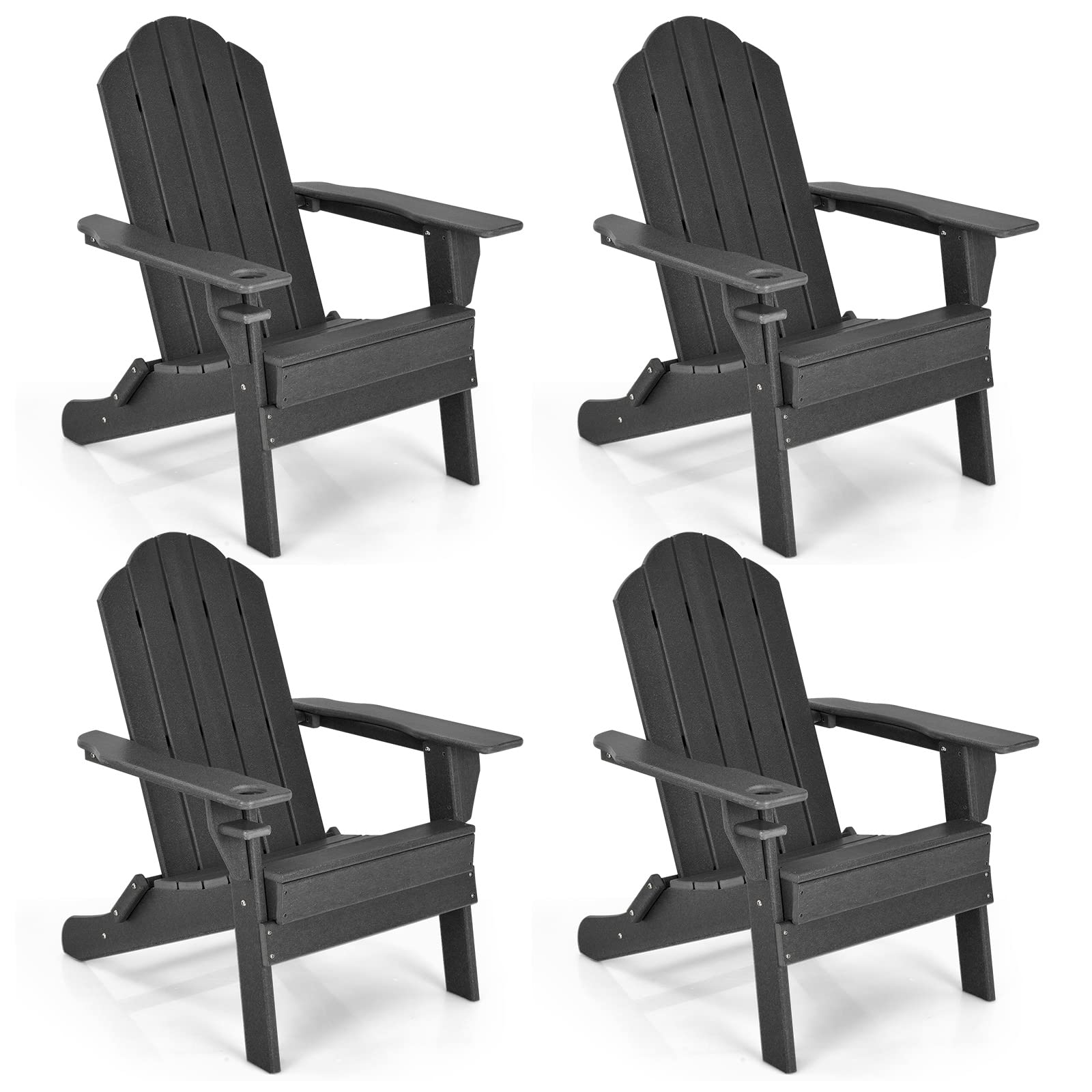 Adirondack Chair with Cup Holder, Outdoor Patio Weather Resistant Chair