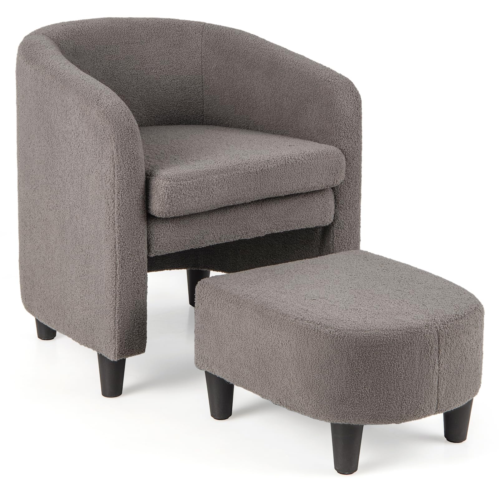 Giantex Modern Mid Century Accent Chair with Ottoman