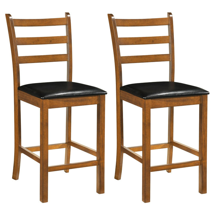 Giantex 24" Ladder Back Wood Counter Bar Stools Set of 2/4 Padded Faux Leather Upholstered Seat &amp; Footrest
