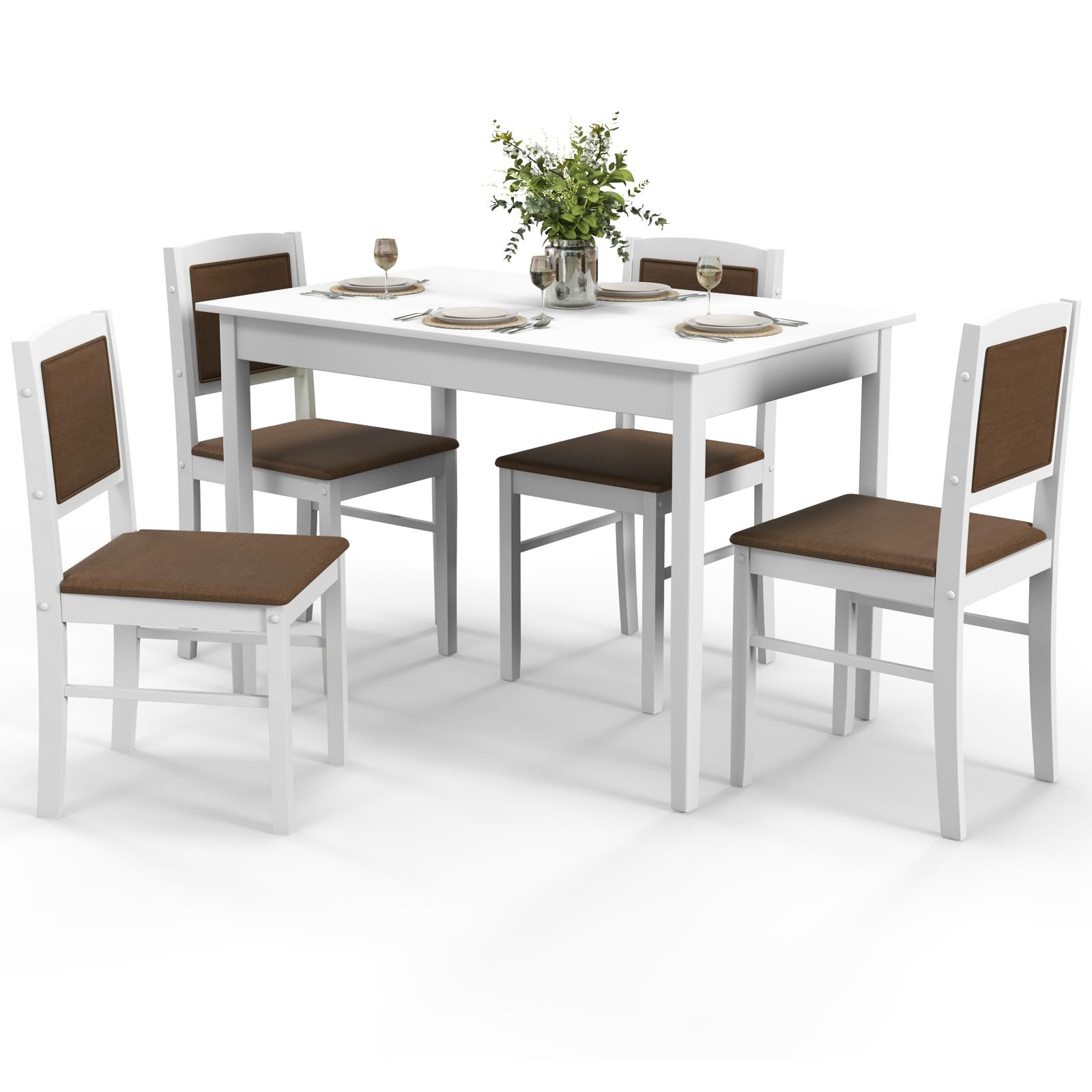 Giantex 5-Piece Dining Table Set for 4 - Breakfast Nook Table Set with Kitchen Table