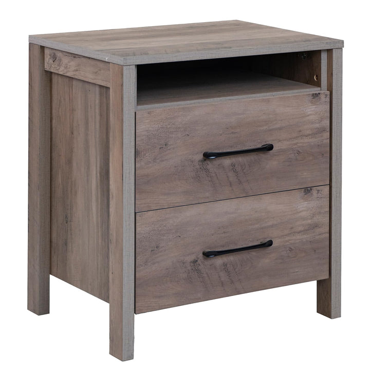 Giantex Farmhouse Nightstand, Rustic Wood Bedside Table