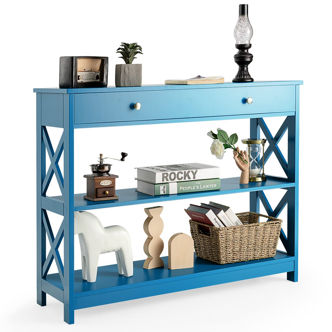 Giantex Console Table 3-Tier W/Drawer and Storage Shelves