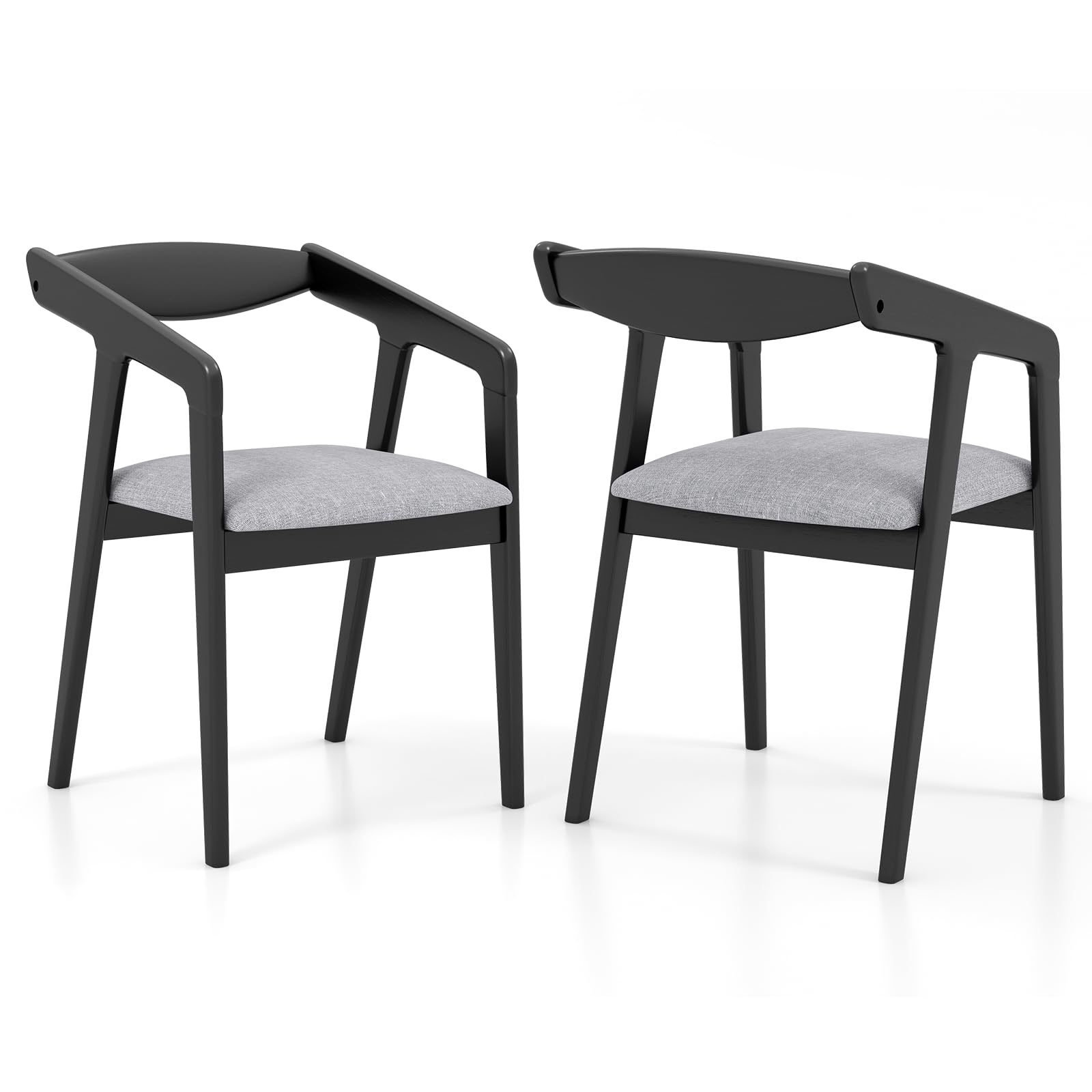 Giantex Wooden Dining Chairs Set, Linen Fabric Upholstered Kitchen Chairs w/Armrests & Padded Cushion
