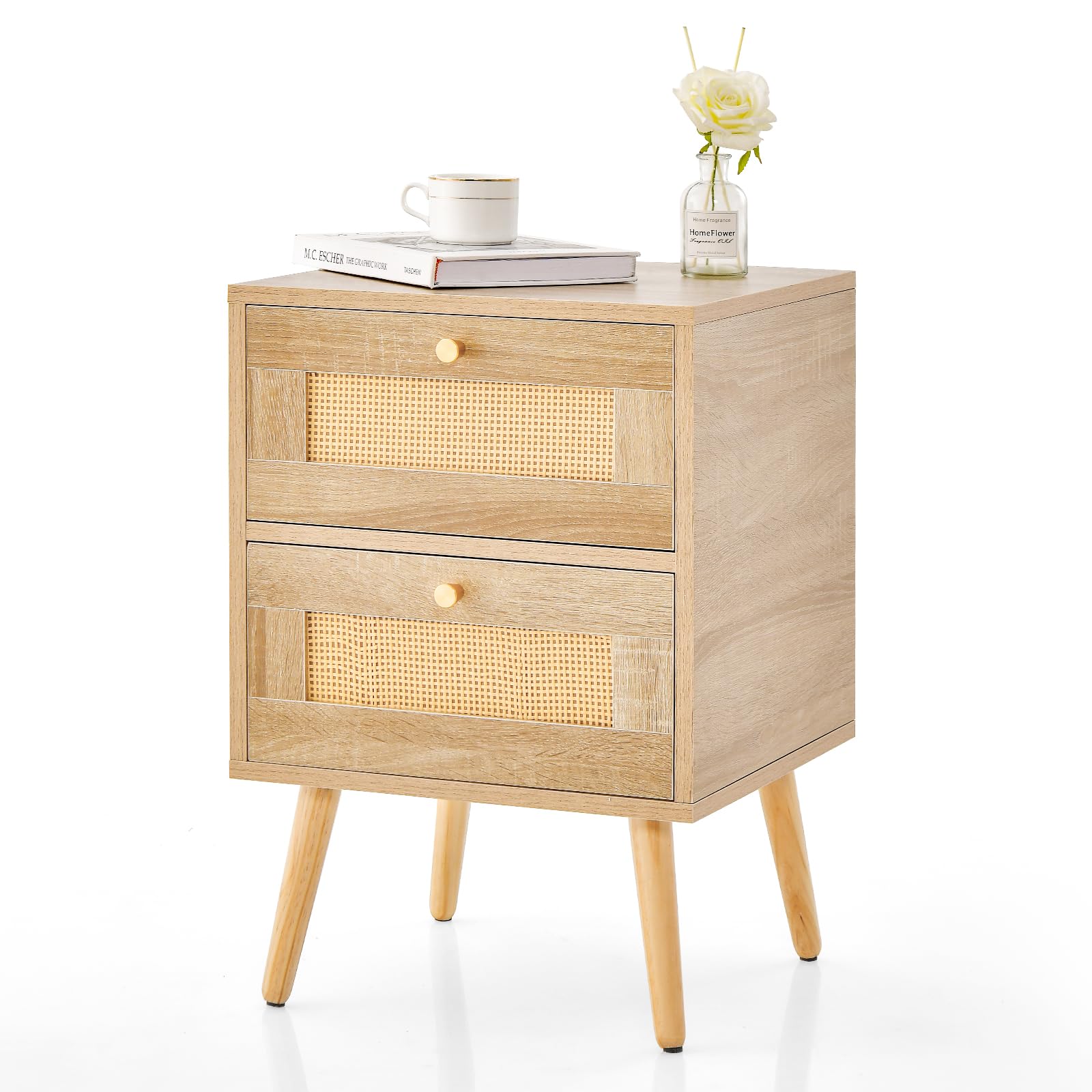 Giantex Rattan Nightstand Set of 2