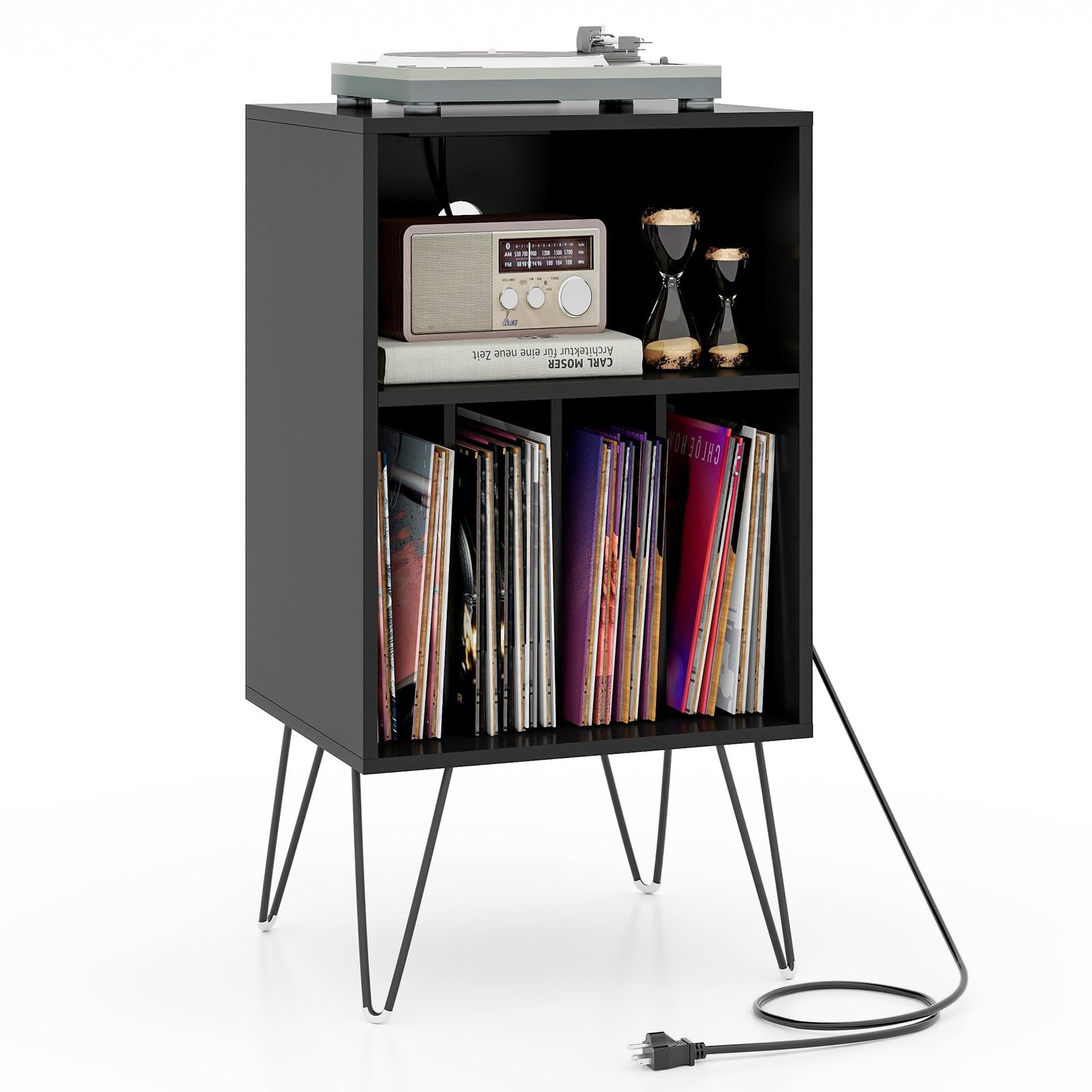 Giantex Record Player Stand with Charging Station