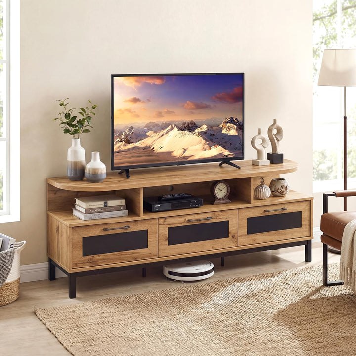 Giantex TV Stand for TVs up to 75" Entertainment Center with 3 Storage Drawers and Open Shelves