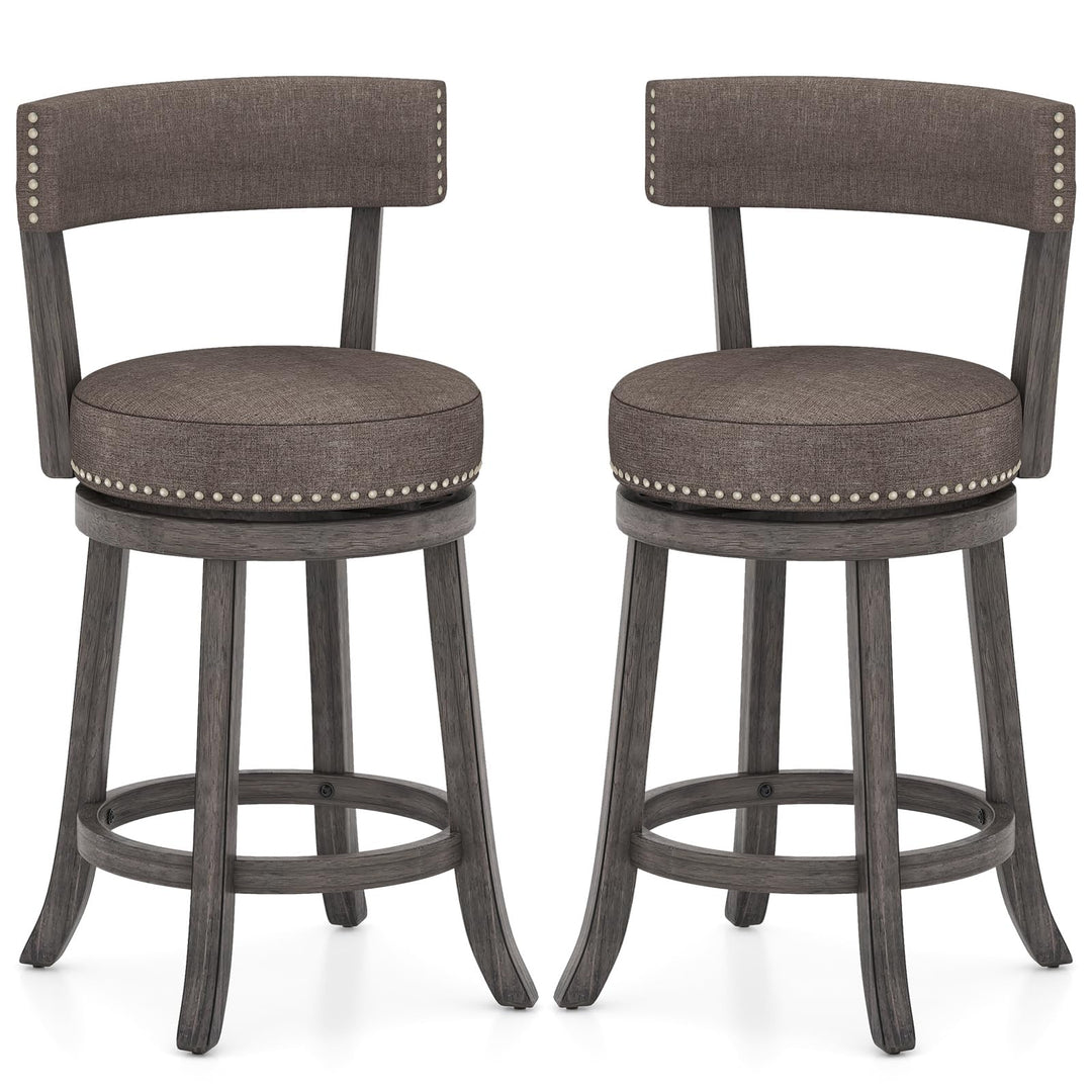 Giantex 26" Bar Stools Set, Swivel Counter Height Bar Chairs with Footrest, Rubber Wood Frame