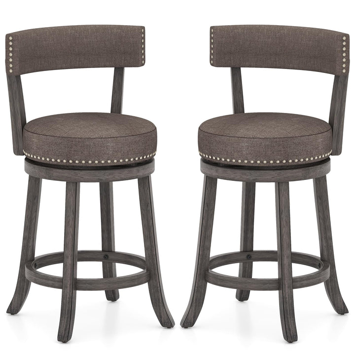 Giantex 26" Bar Stools Set, Swivel Counter Height Bar Chairs with Footrest, Rubber Wood Frame