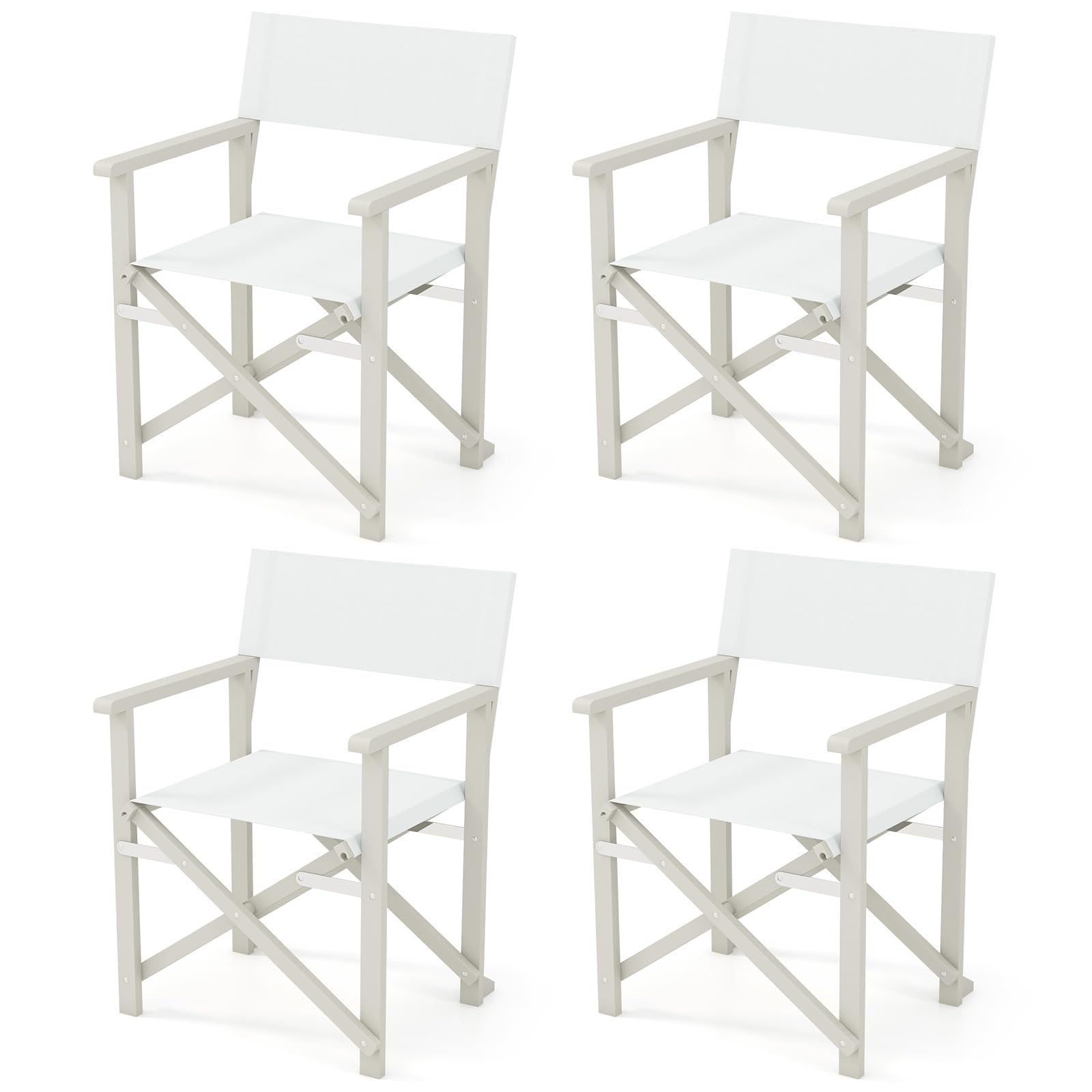 Giantex Set  Folding Director Chairs, Lightweight Patio Camping Chair with Acacia Wood Frame & Oxford Fabric Seat