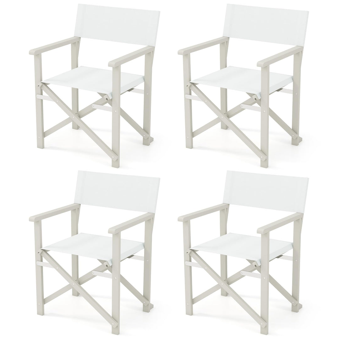 Giantex Set  Folding Director Chairs, Lightweight Patio Camping Chair with Acacia Wood Frame & Oxford Fabric Seat
