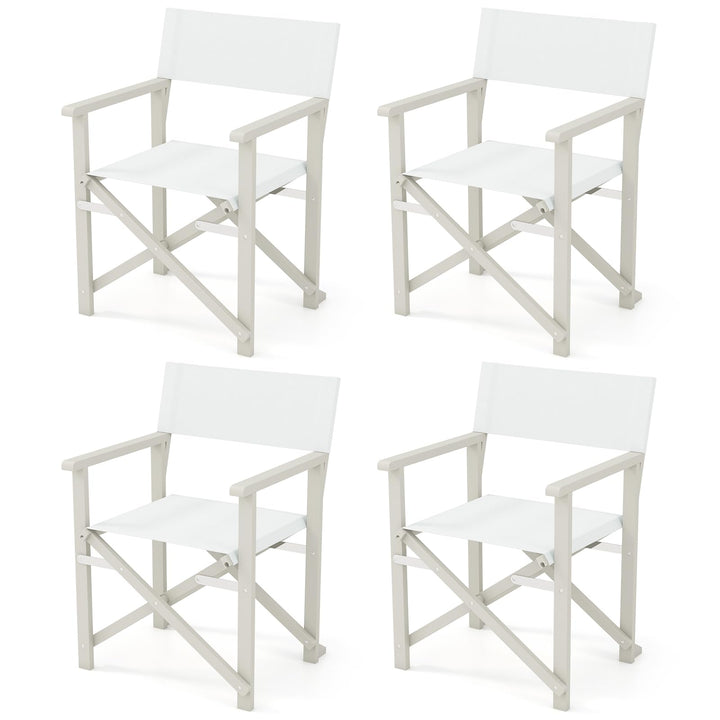 Giantex Set  Folding Director Chairs, Lightweight Patio Camping Chair with Acacia Wood Frame & Oxford Fabric Seat