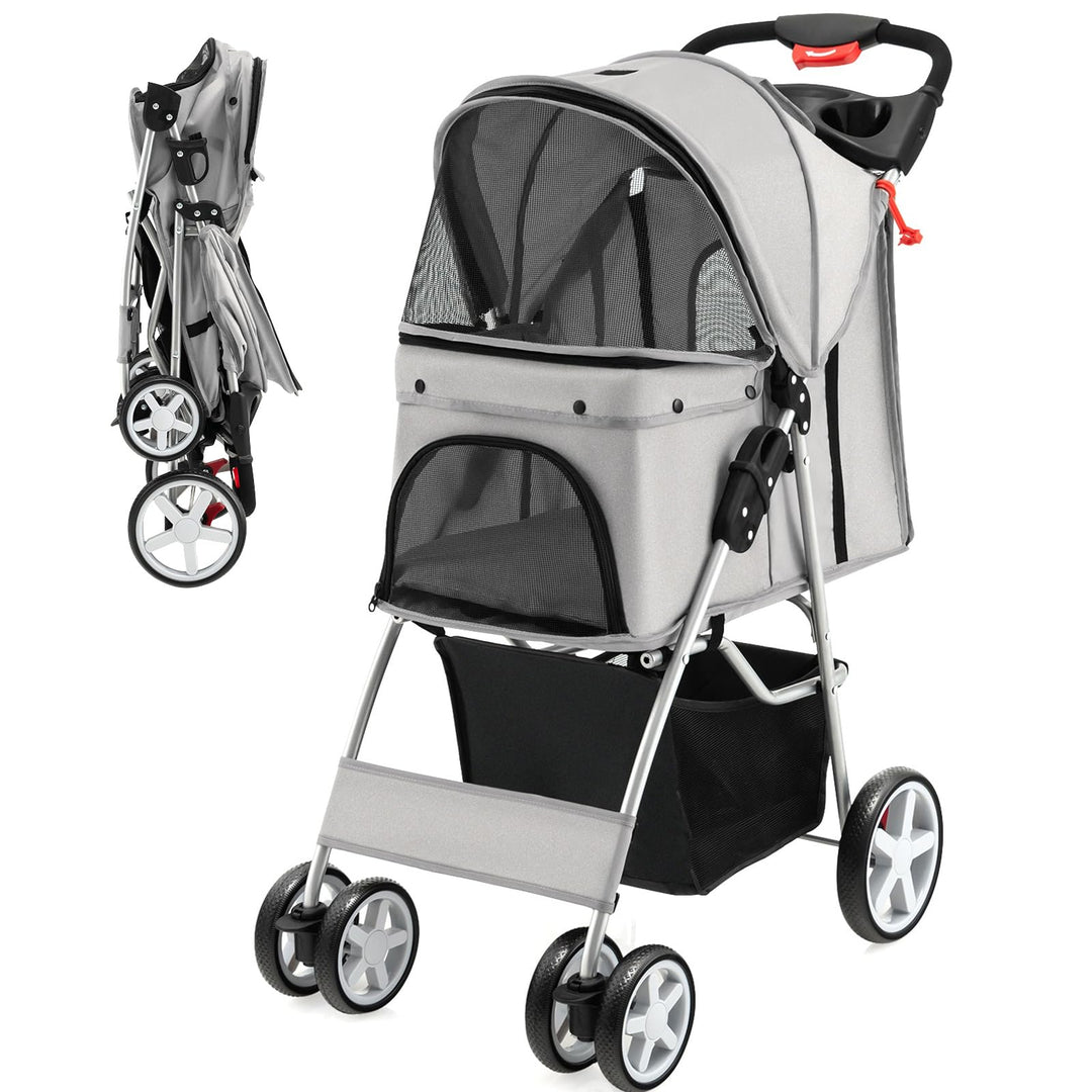 medium dog stroller Folding Dog Stroller, Pet Stroller for Small Medium Dogs Cats Puppy – Giantexus