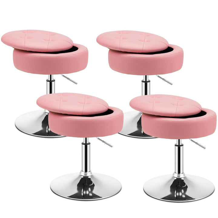 Giantex Adjustable Swivel Vanity Stool - 360° Swivel 20’’-26’’ Height Adjustable Tufted Round Storage Ottoman