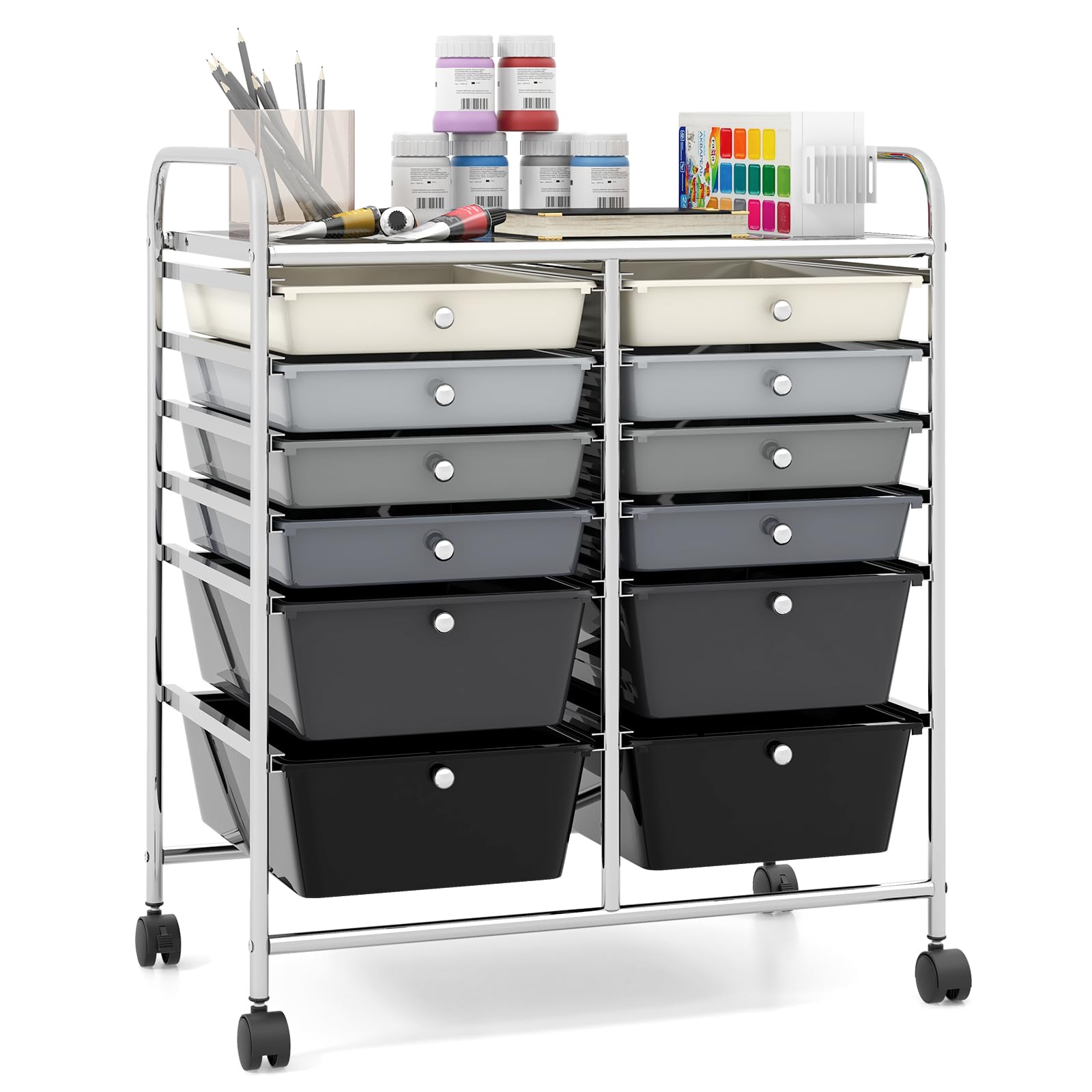 Giantex 12 Drawer Rolling Storage Cart Tools Scrapbook Paper Office School Organizer
