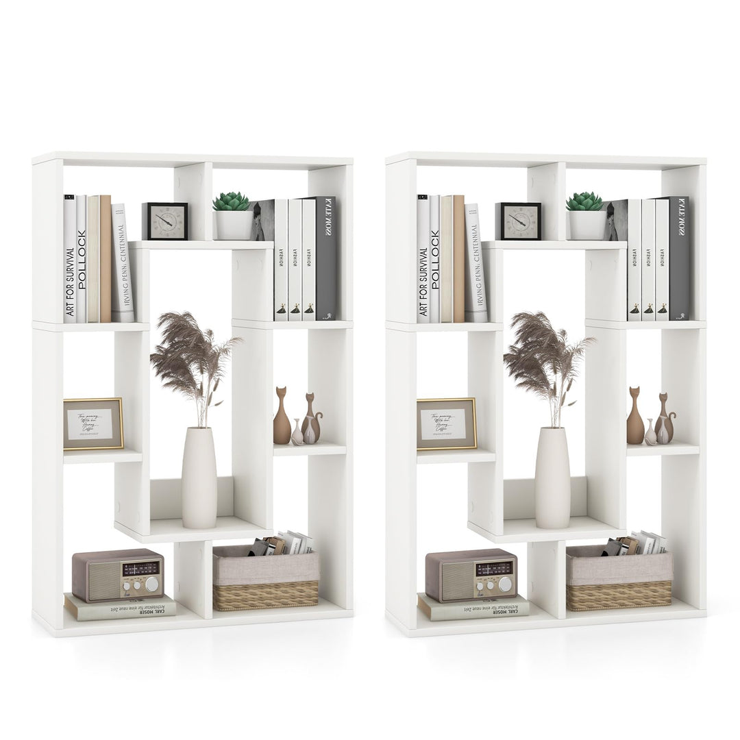 Giantex 7-Cube Bookcase White, Modern Freestanding Wooden Rectangular Bookshelf with Anti-Tipping Kits
