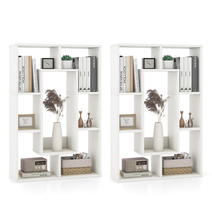 Giantex 7-Cube Bookcase White, Modern Freestanding Wooden Rectangular Bookshelf with Anti-Tipping Kits