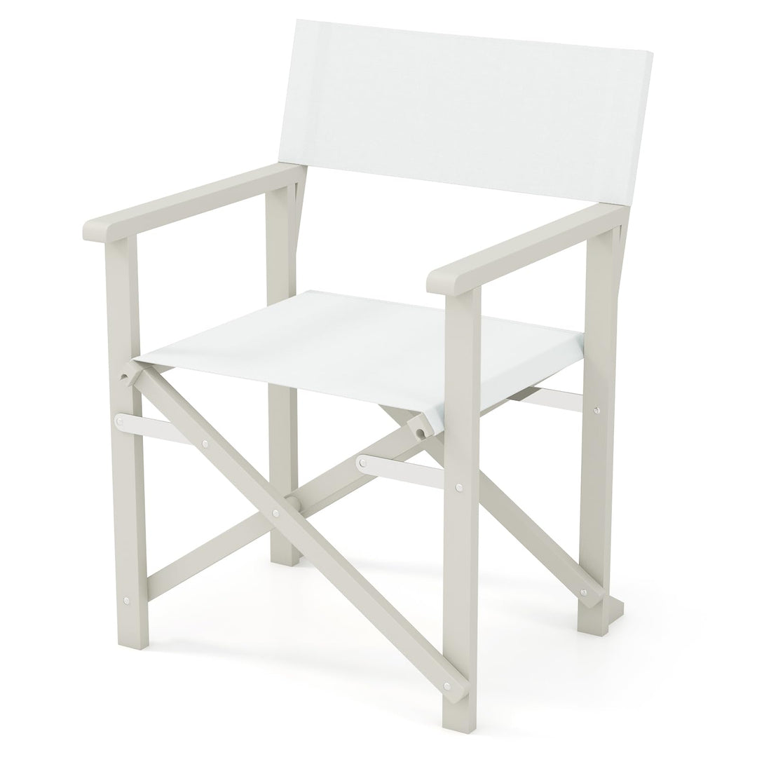 Giantex Set  Folding Director Chairs, Lightweight Patio Camping Chair with Acacia Wood Frame & Oxford Fabric Seat