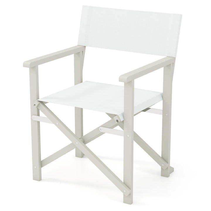 Giantex Set  Folding Director Chairs, Lightweight Patio Camping Chair with Acacia Wood Frame & Oxford Fabric Seat