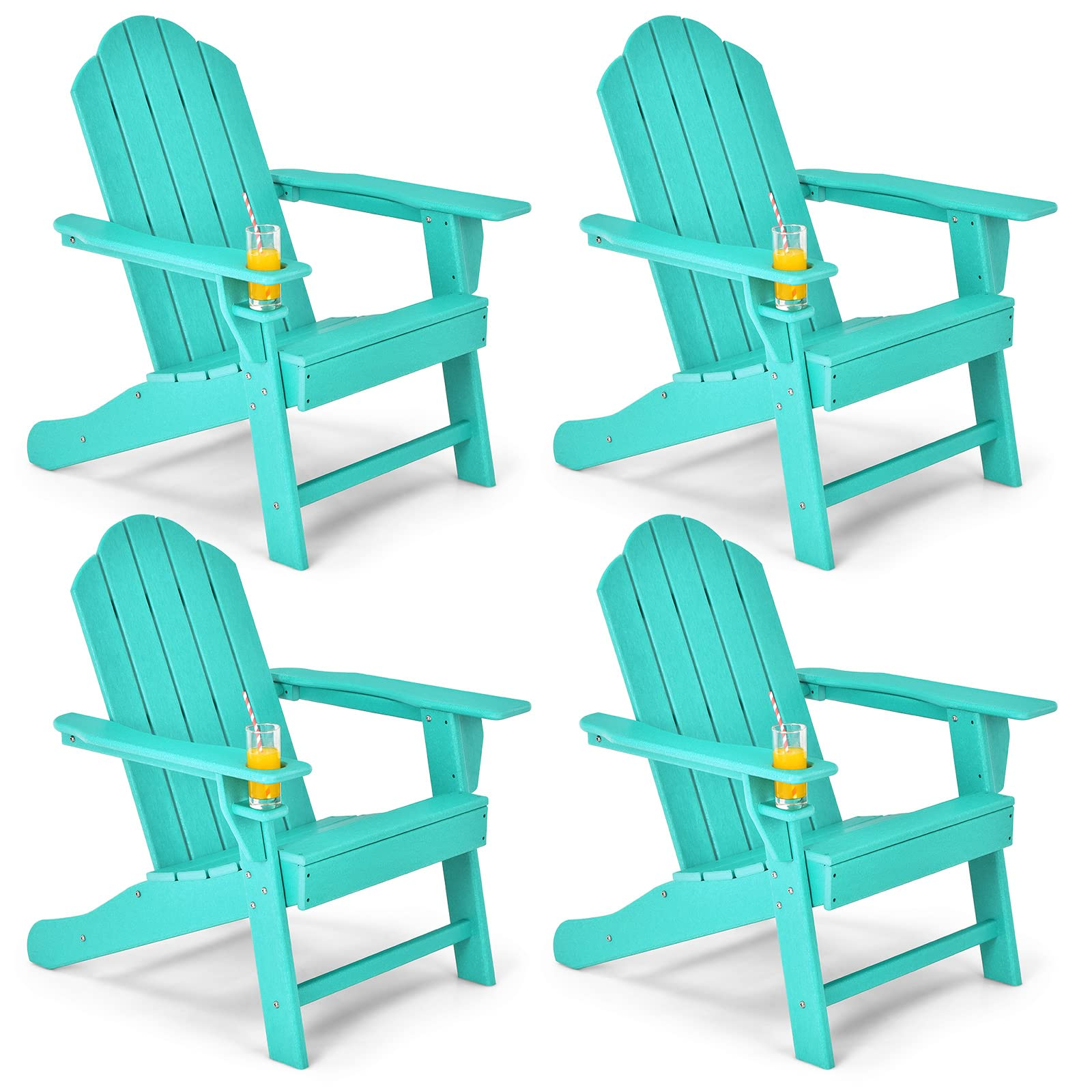 Adirondack Chair with Cup Holder, Outdoor Patio Weather Resistant Chair
