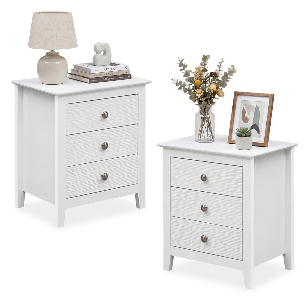 Giantex 3-Drawer Night Stand Set 1/2 22’’ Compact Sofa End Couch Side Table