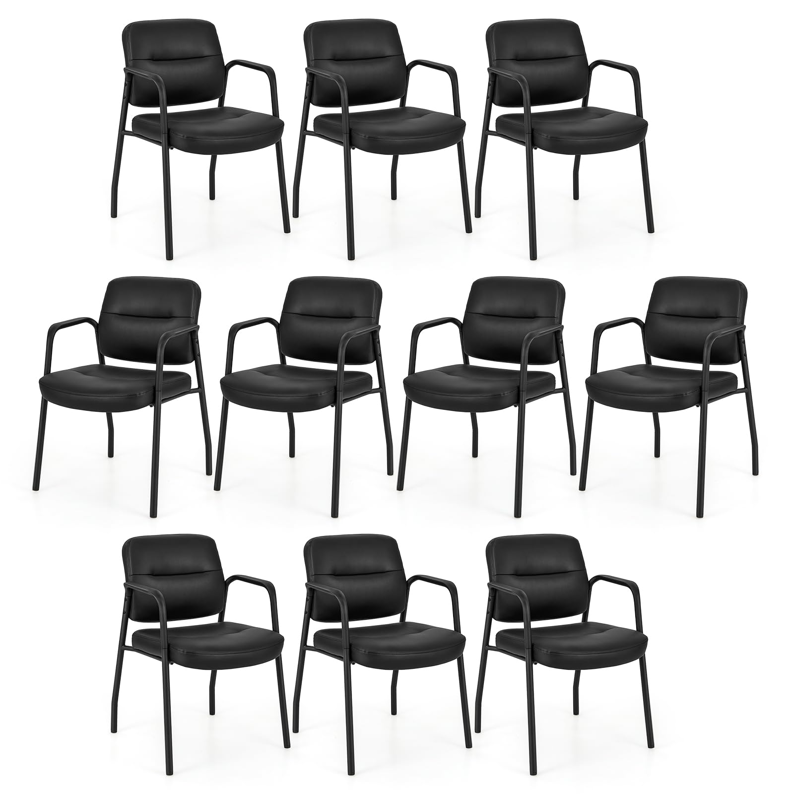 Giantex Waiting Room Chair Set - Upholstered Reception Chairs with Mixed PU Leather