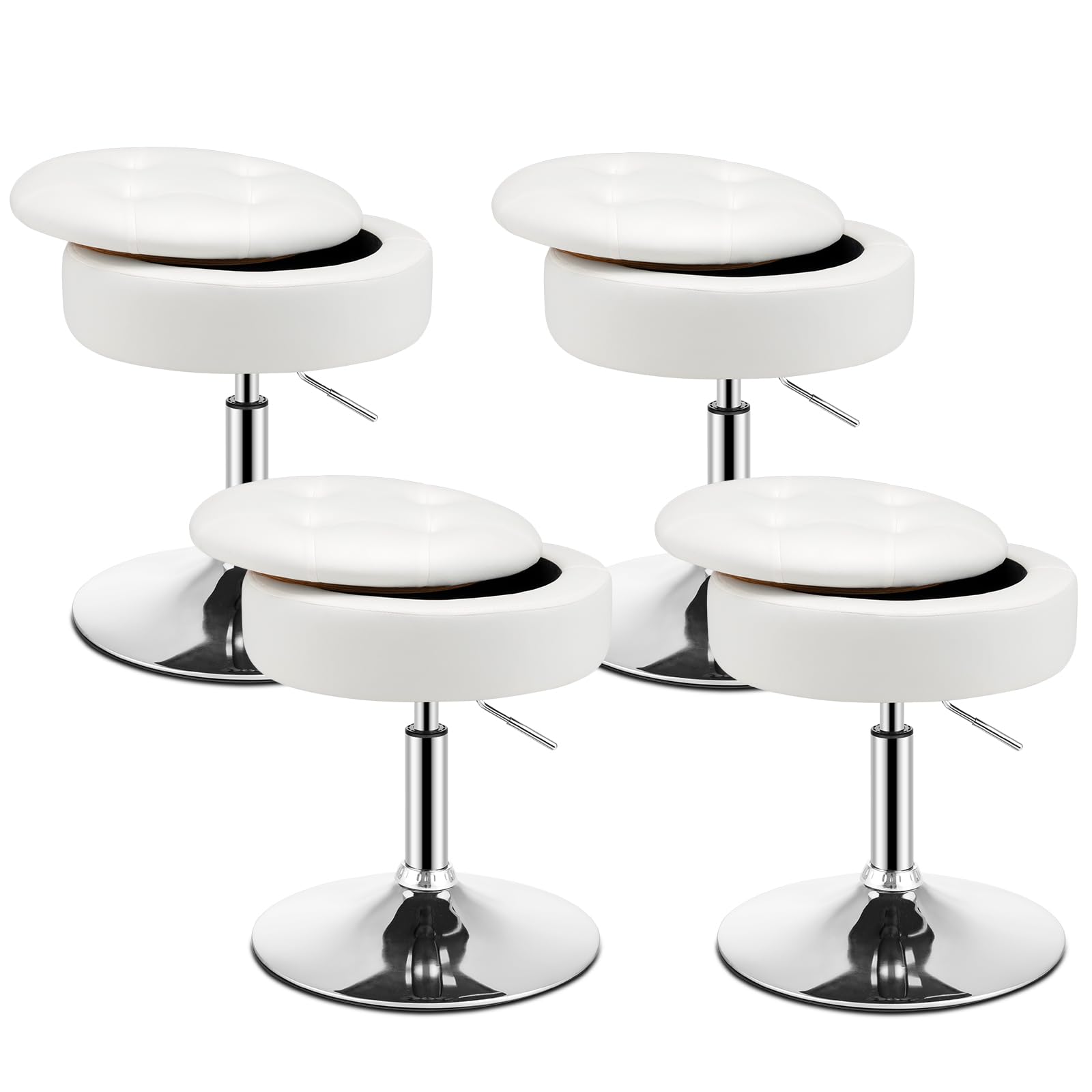 Giantex Adjustable Swivel Vanity Stool - 360° Swivel 20’’-26’’ Height Adjustable Tufted Round Storage Ottoman